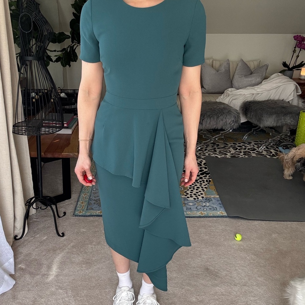 Elegant Teal Asymmetrical Dress